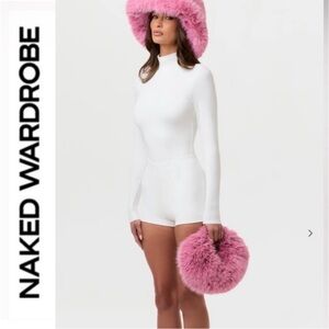 Naked Wardrobe 🩷 Pink Faux fur plush mini Bag